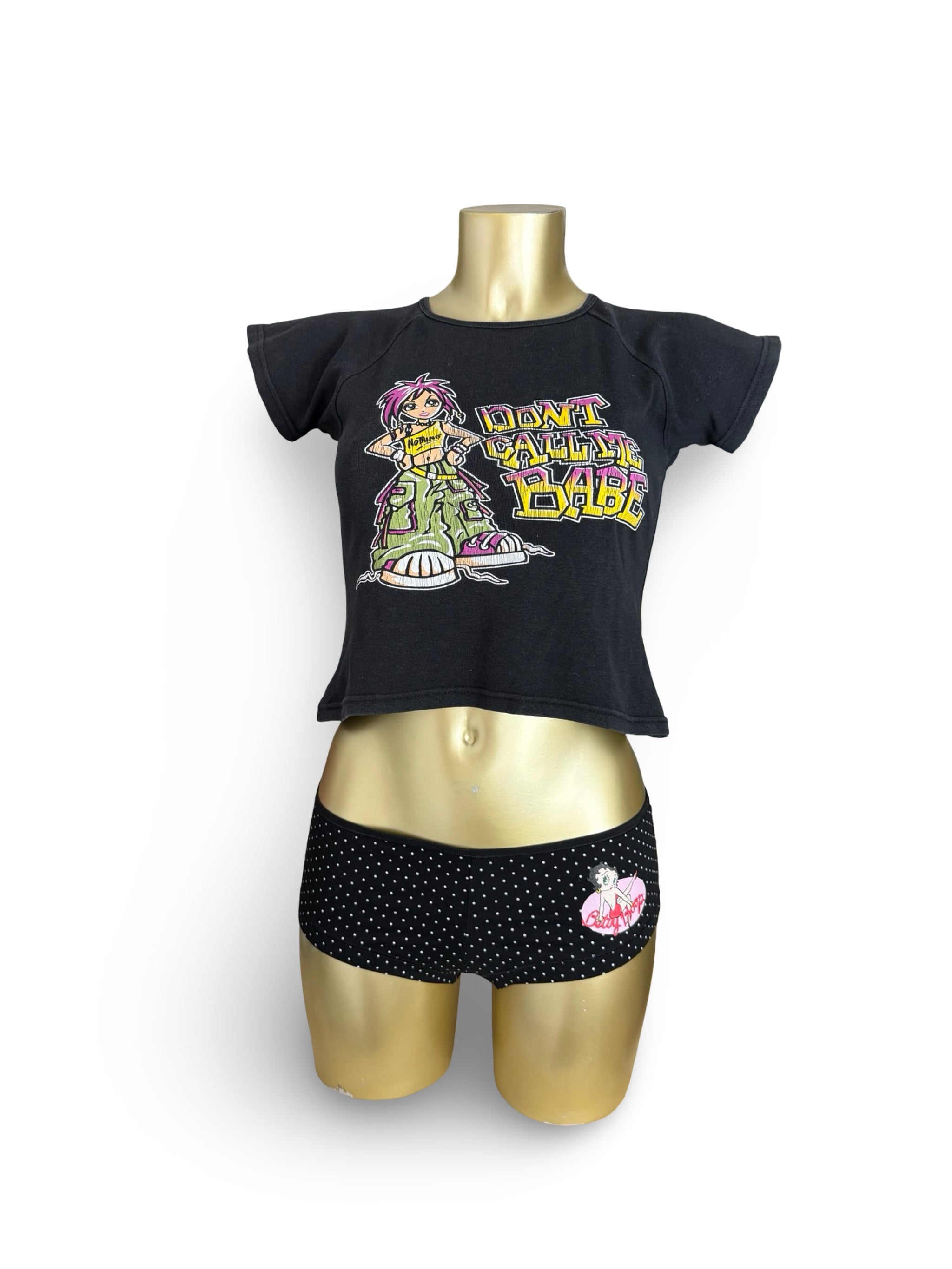 Black graphic cotton tee (M)