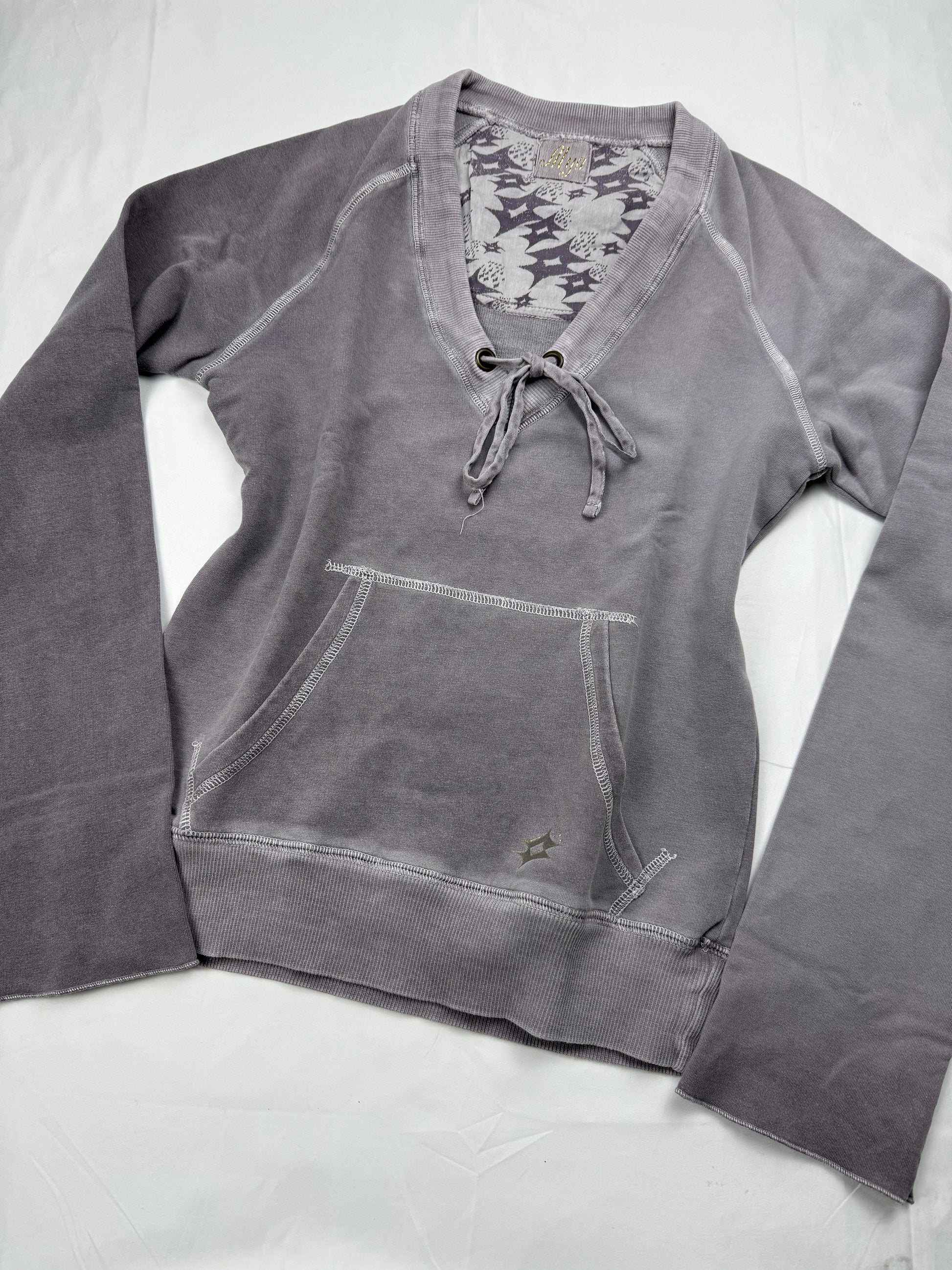 Grey lace up sweatshirt (S/M)