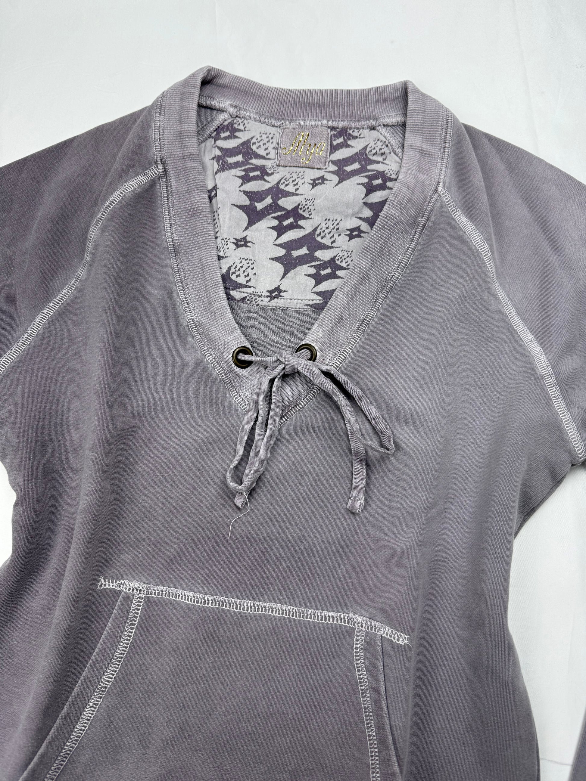 Grey lace up sweatshirt (S/M)