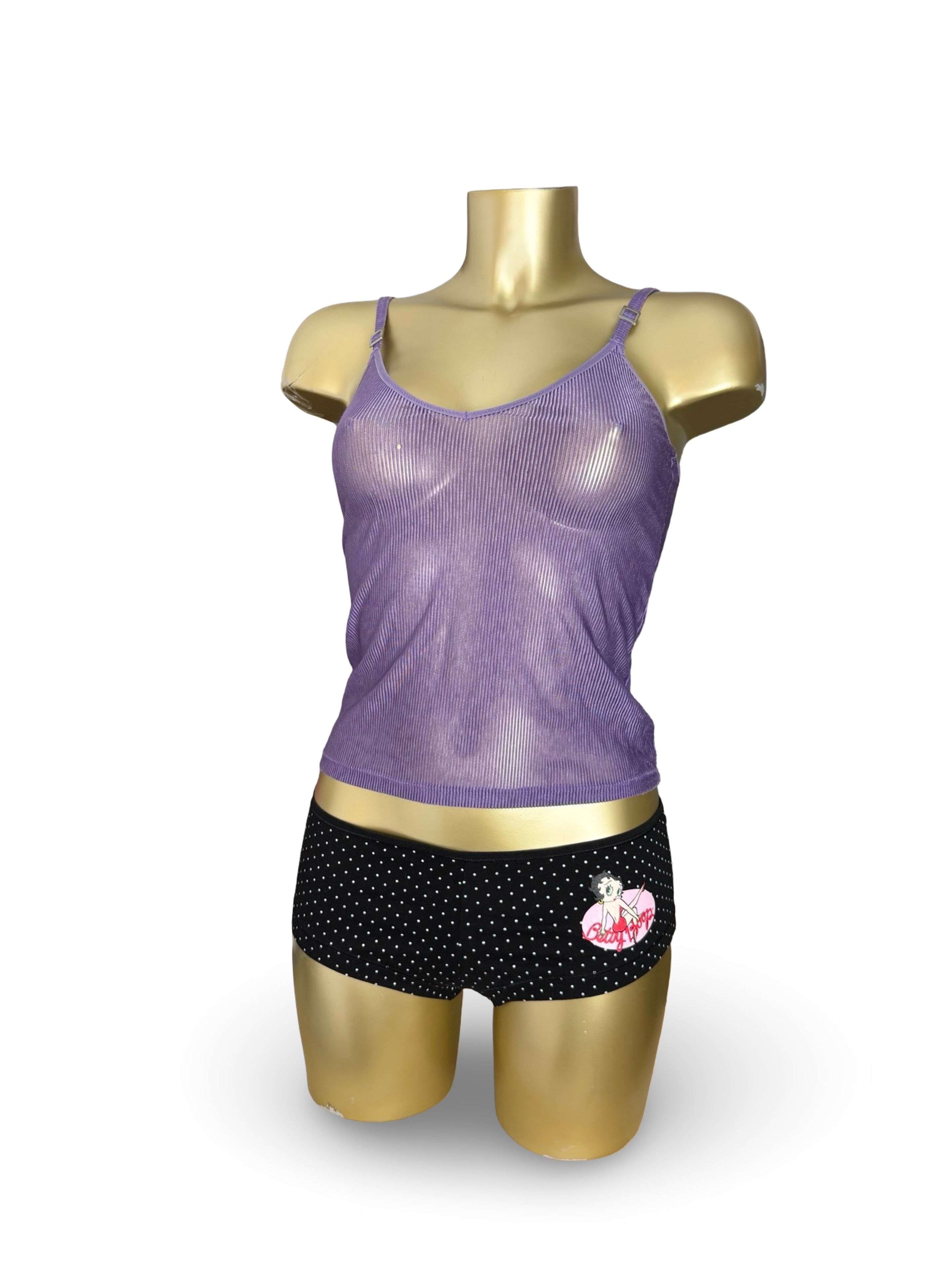 Purple striped mesh top (M)
