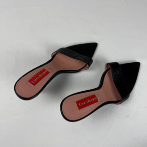 Black pointed toes mules heels (37)