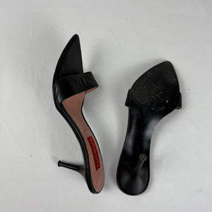 Black pointed toes mules heels (37)