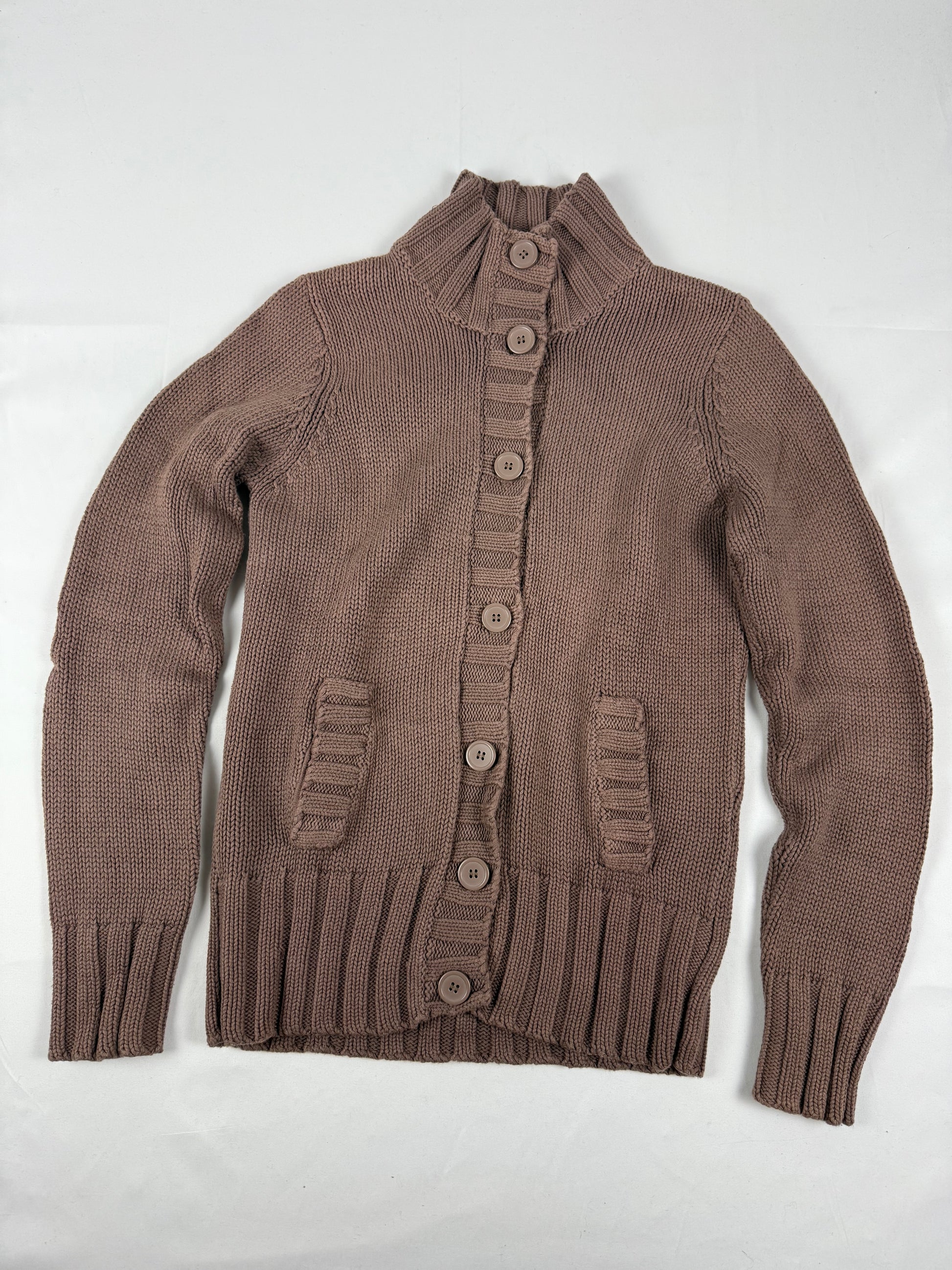 Brown 100% coton buttons up cardigan jumper (S/M)