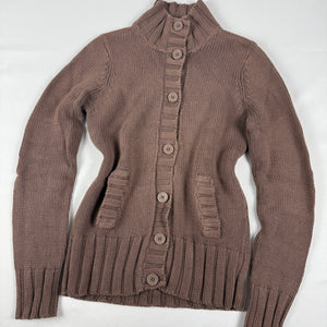Brown 100% coton buttons up cardigan jumper (S/M)