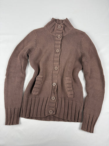 Brown 100% coton buttons up cardigan jumper (S/M)