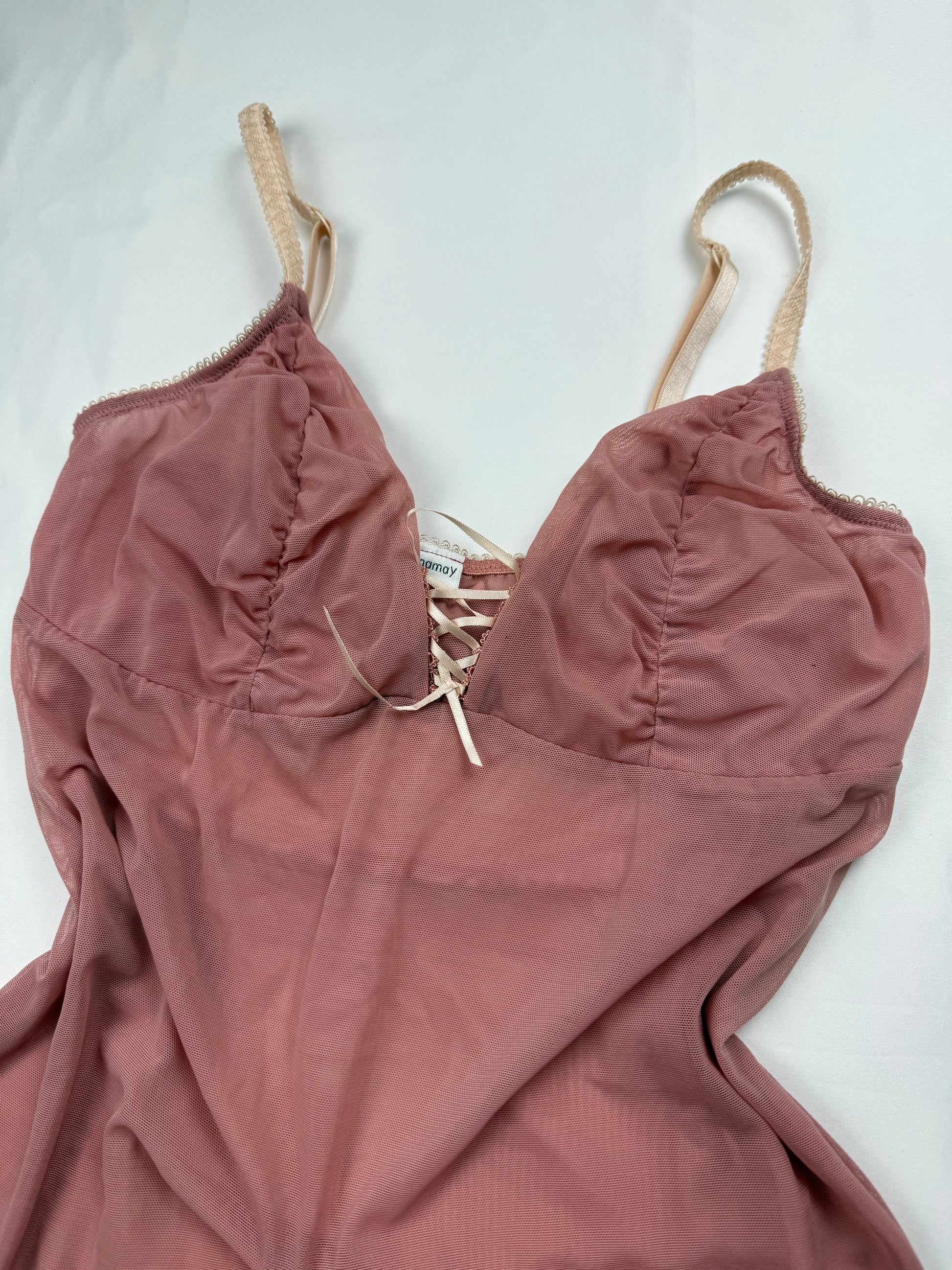 Pink mesh babydoll cami top (M/L)