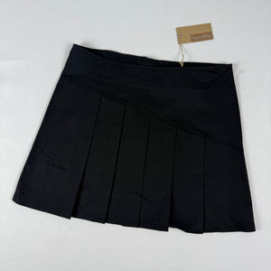 Black cotton low rise pleated mini skirt (S)