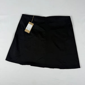 Black cotton low rise pleated mini skirt (S)