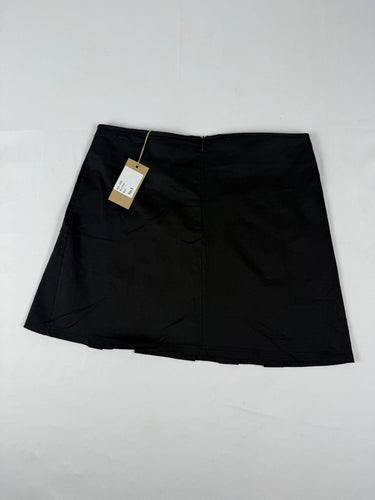 Black cotton low rise pleated mini skirt (S)