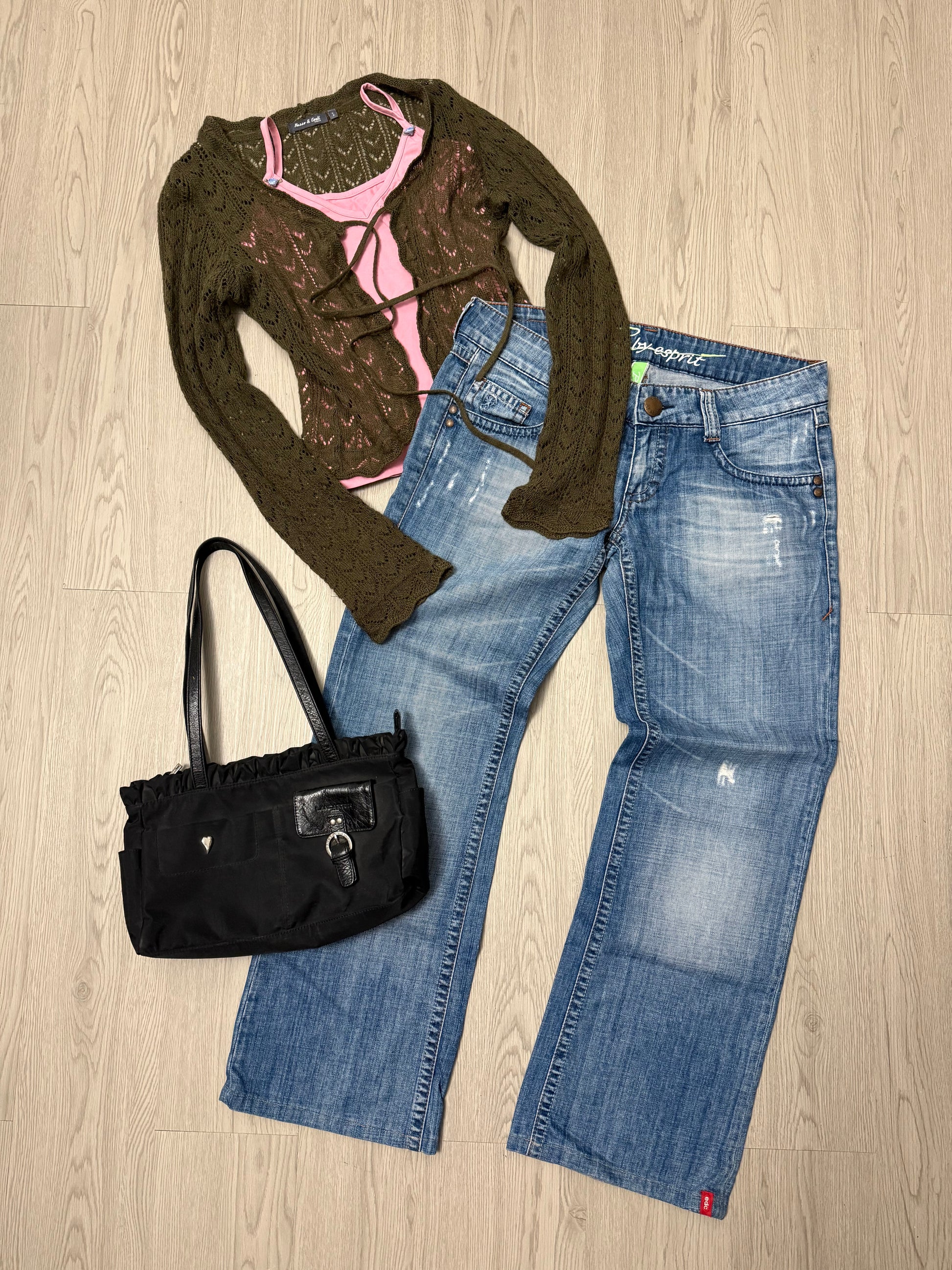 Khaki crochet bolero jumper (S)