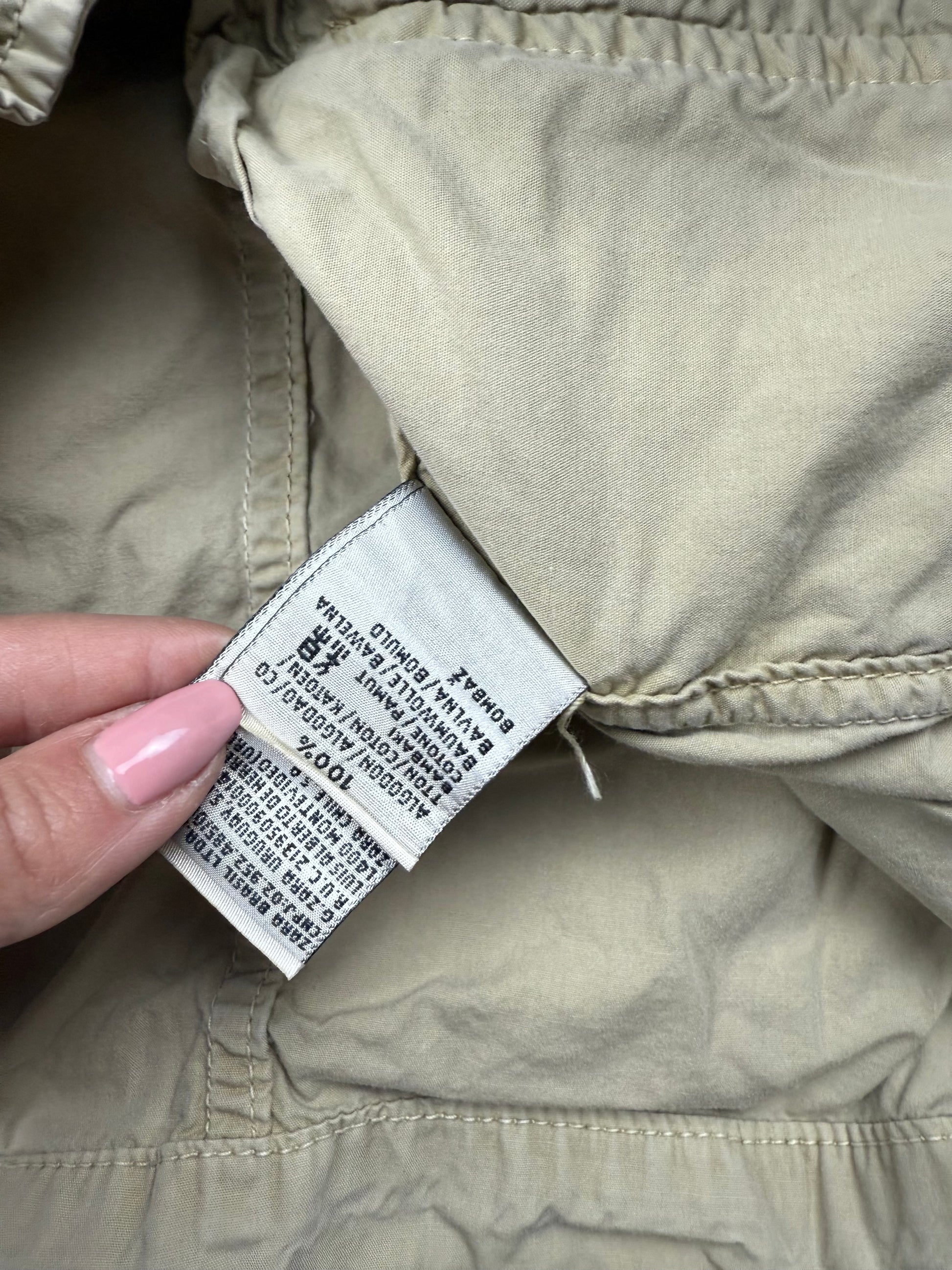 Beige 100% cotton zip up biker jacket (L)