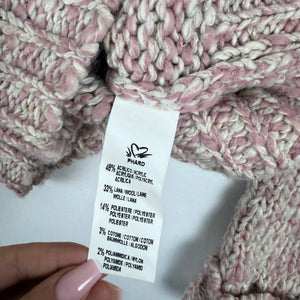 Pink zip up wool high neck jumper (S)