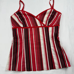 Red striped cotton cami top (S)
