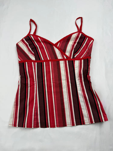 Red striped cotton cami top (S)