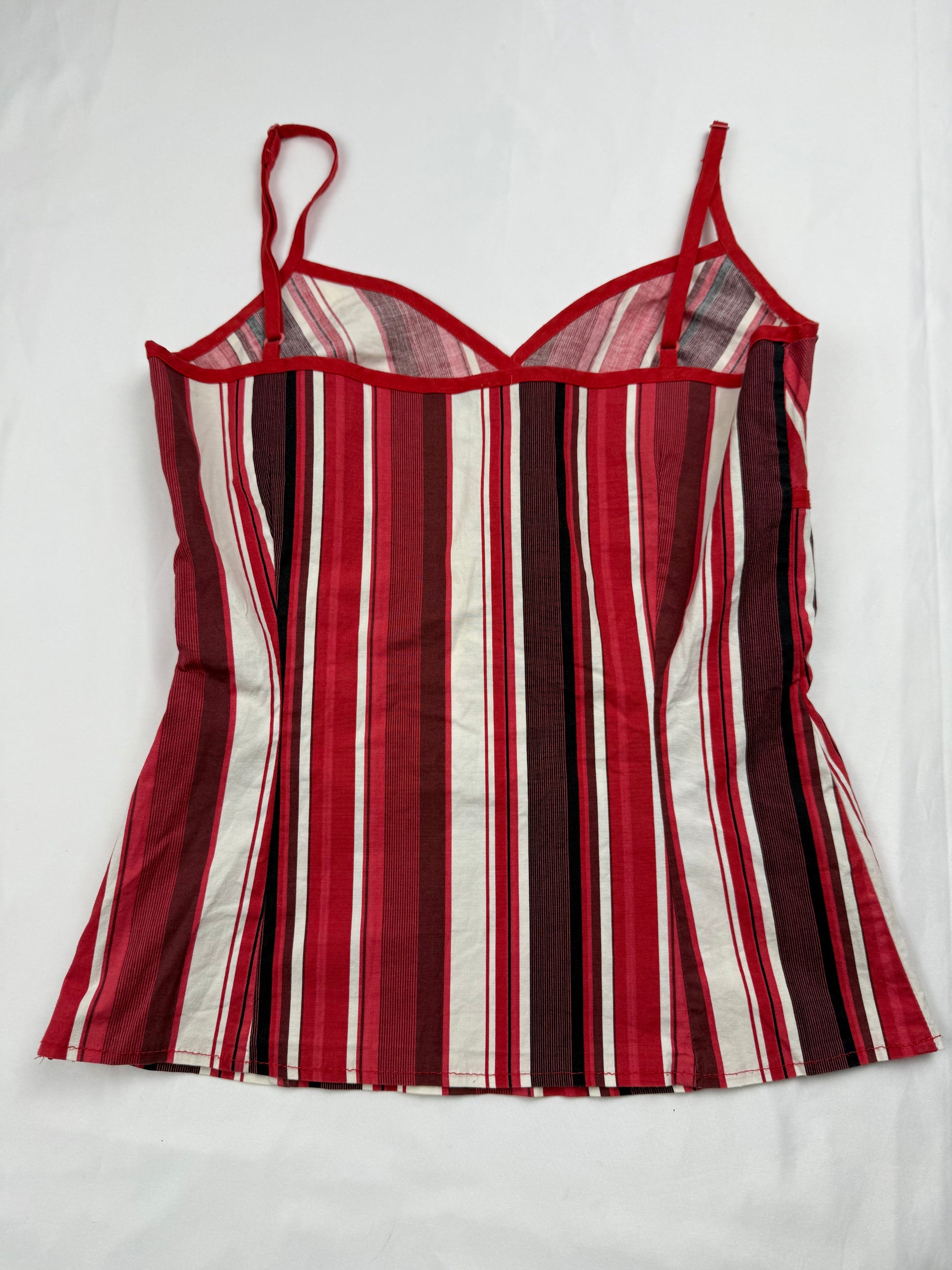 Red striped cotton cami top (S)