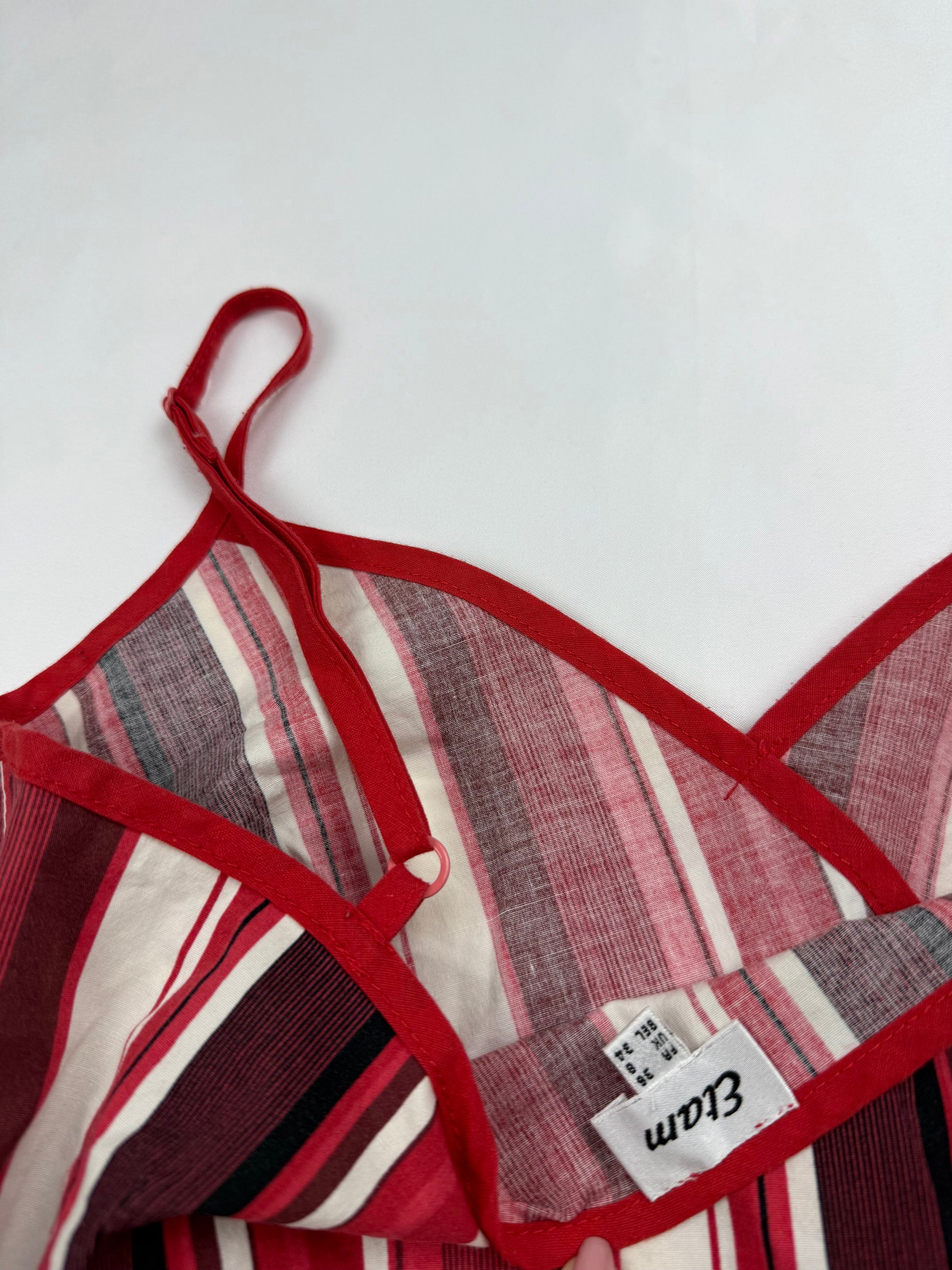 Red striped cotton cami top (S)