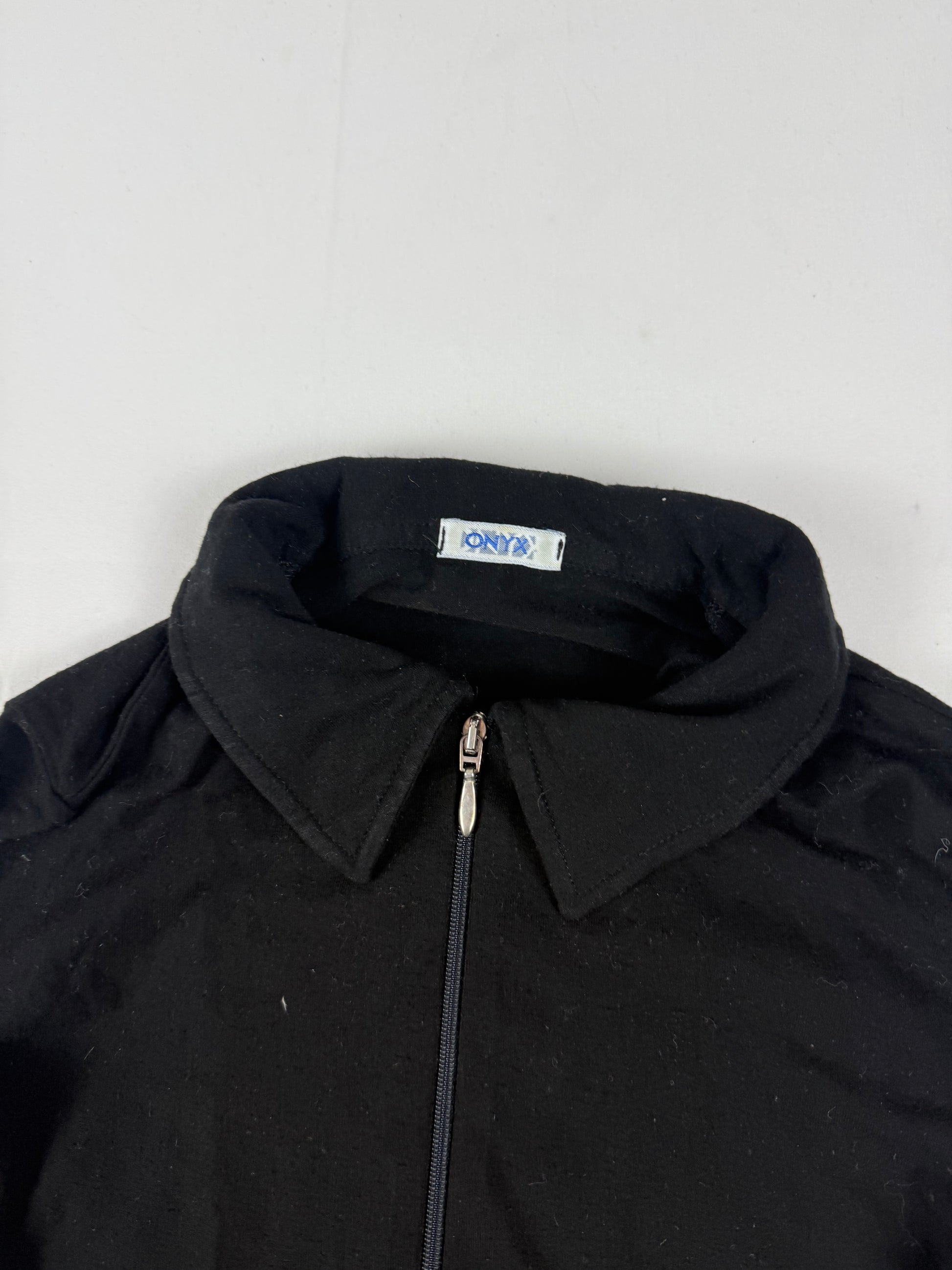 Black zip up tight fit long sleeves top (S)