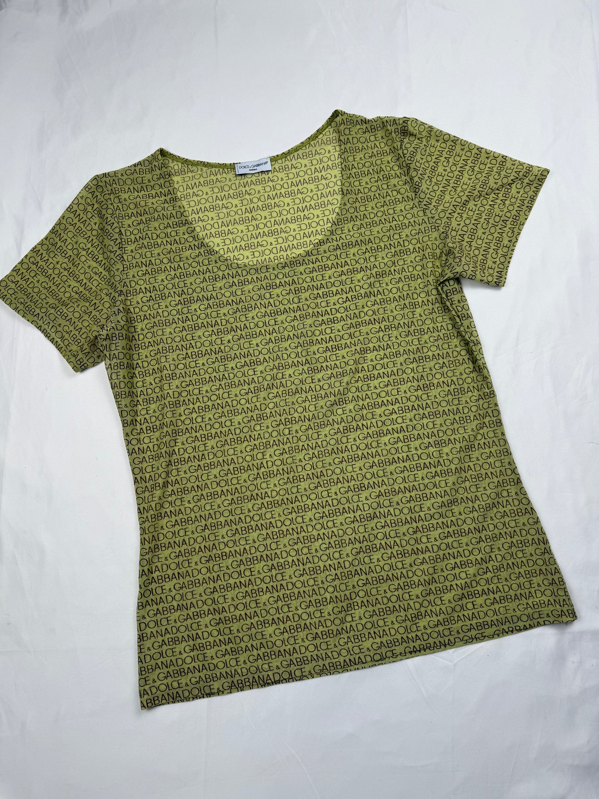 Green mesh tight fit logo tee (M/L)
