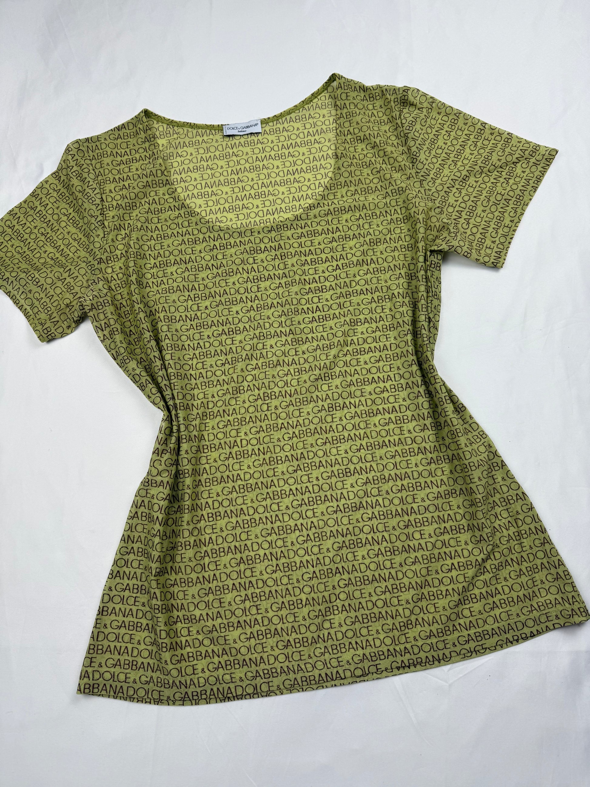 Green mesh tight fit logo tee (M/L)
