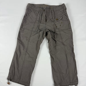 Khaki 100% coton low rise lace up corset capri pants (S)