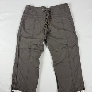 Khaki 100% coton low rise lace up corset capri pants (S)