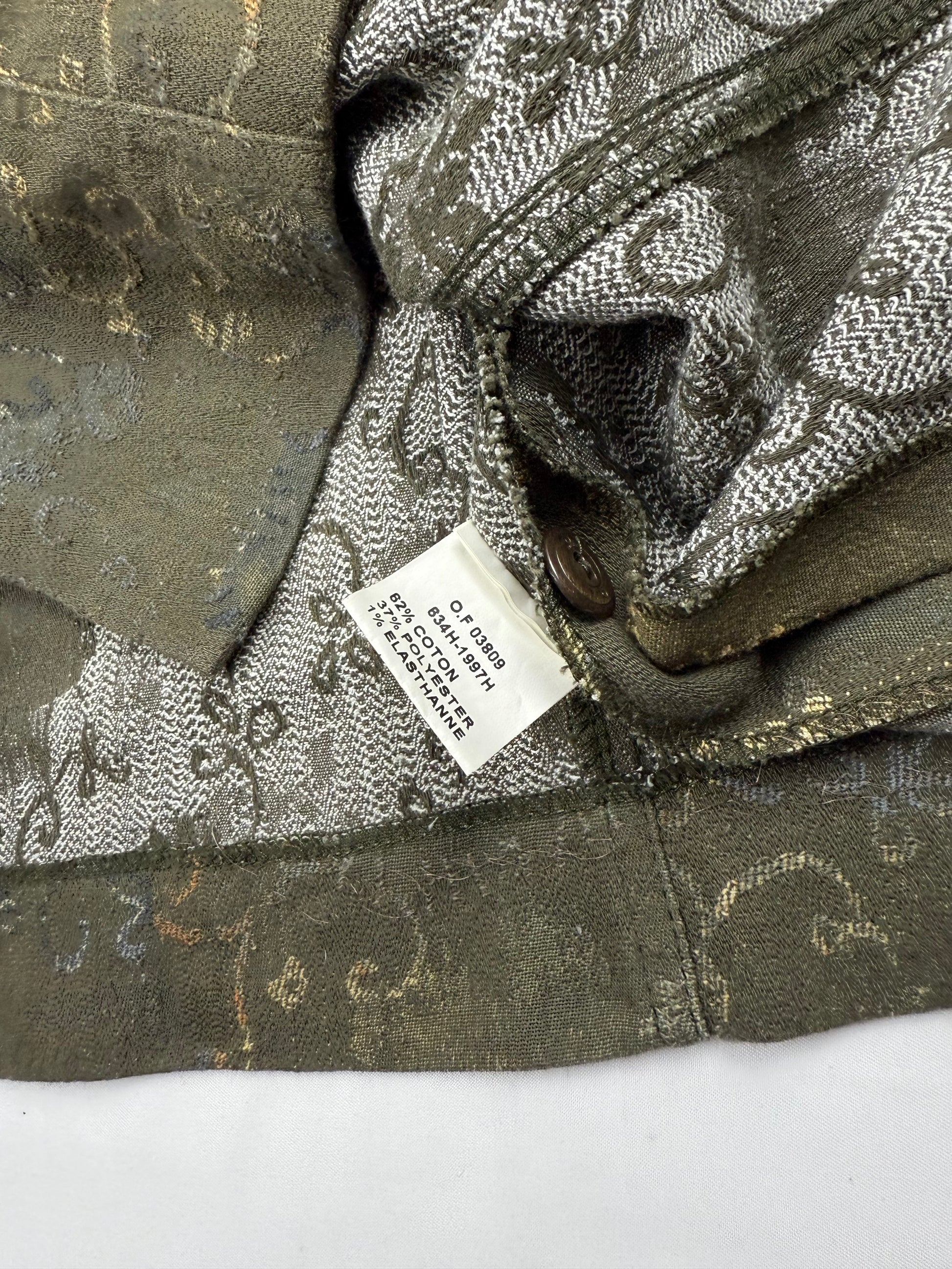 Khaki floral zip up office blazer jacket (M/L)