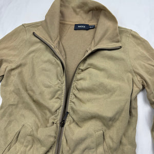 Beige ruched zip up 100% cotton sweatshirt (S)