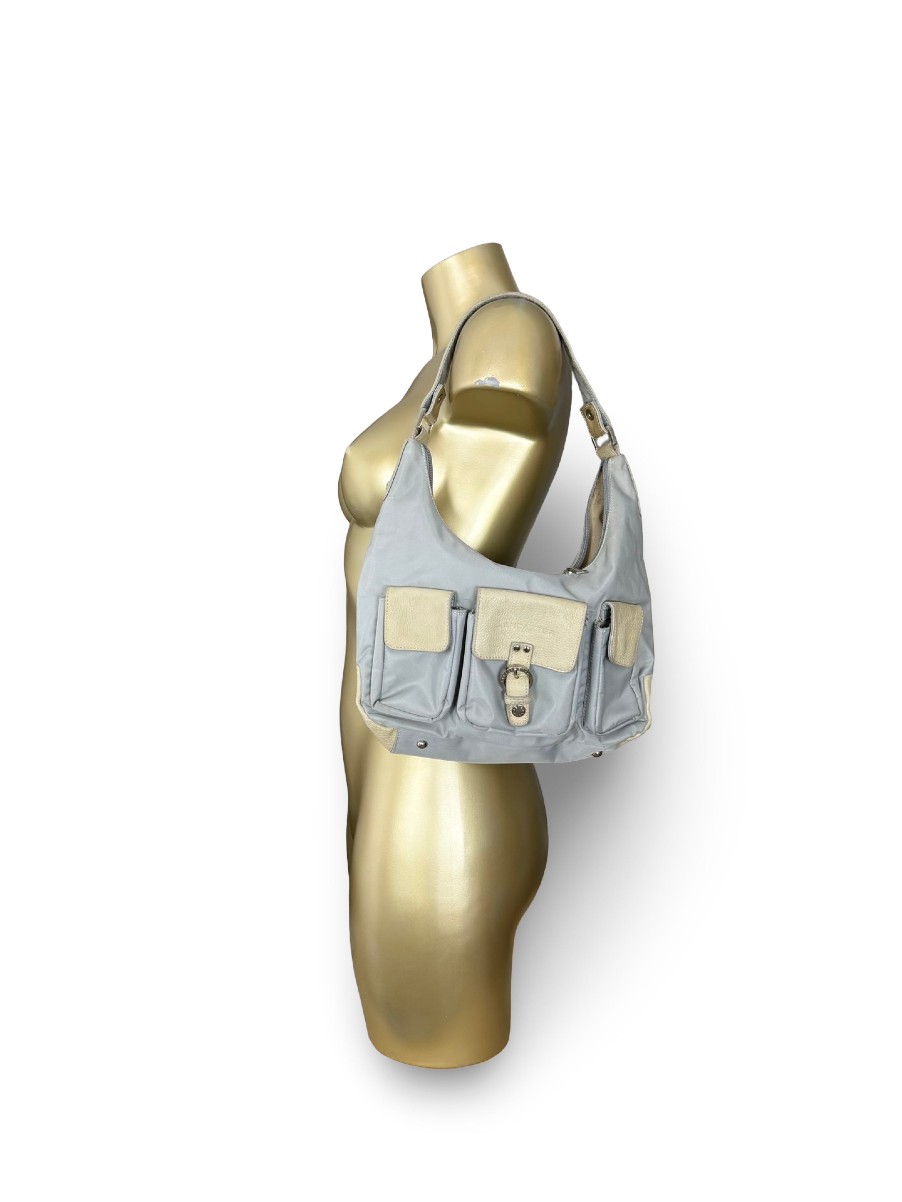 Baby blue pockets medium shoulder bag (31x23cm)