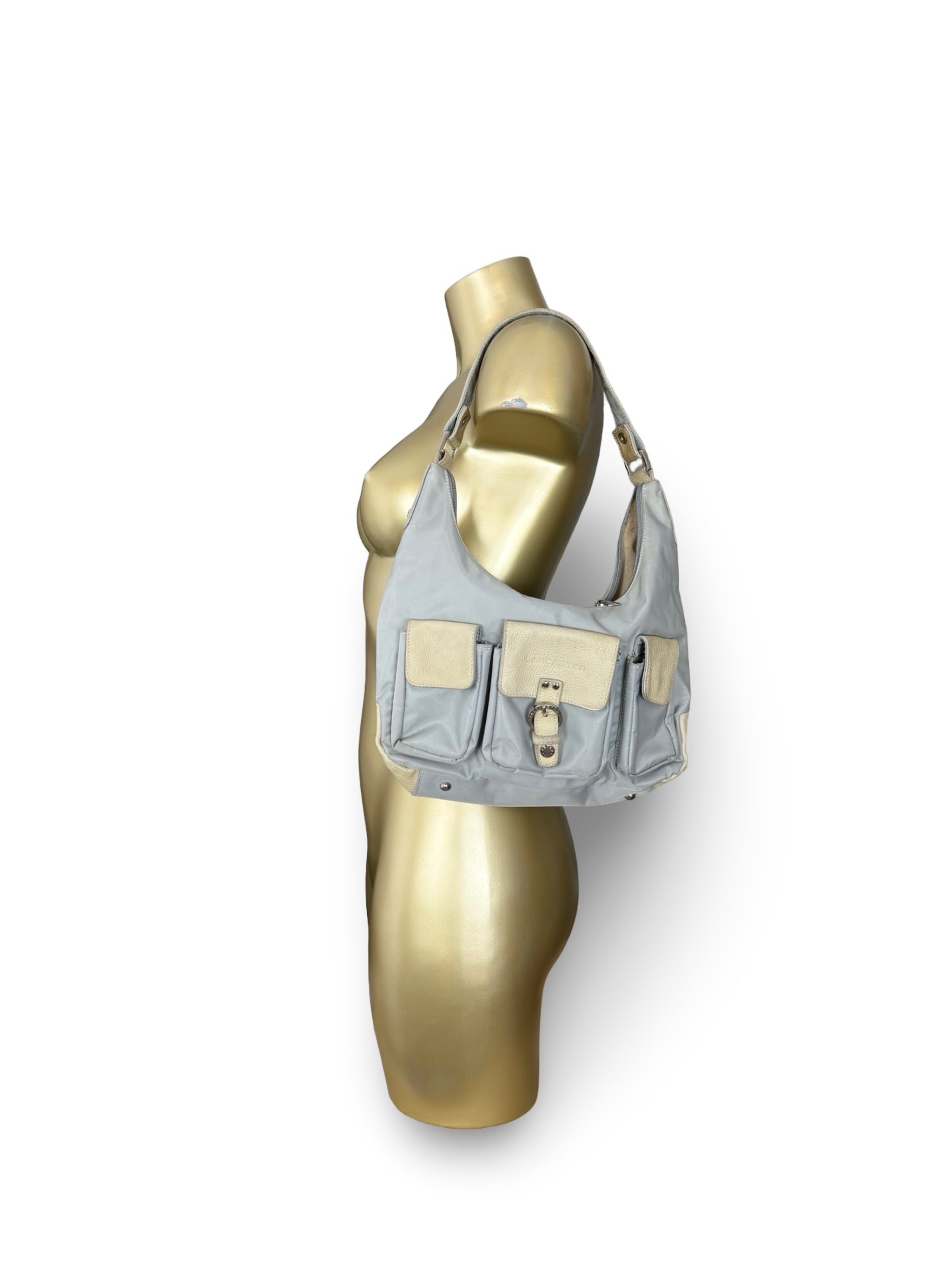 Baby blue pockets medium shoulder bag (31x23cm)