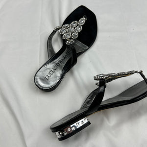 Black thong platforms rhinestones flip flop (35)