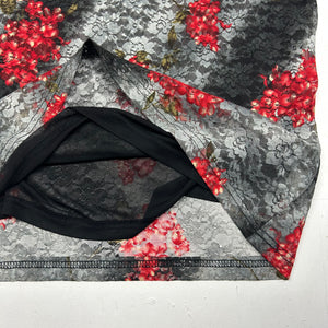 Grey floral print mesh lined tank top (L)