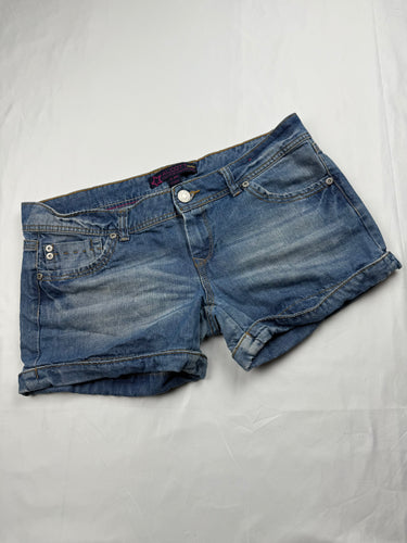 Blue denim low rise mini short (XL)