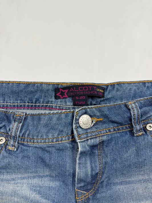 Blue denim low rise mini short (XL)