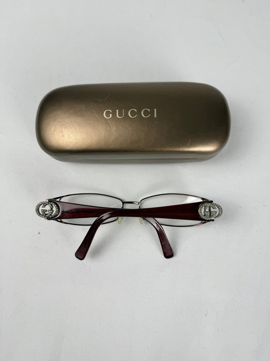 Burgundy & silver logo office glasses (with prescription)