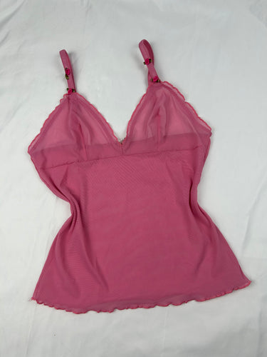 Pink mesh floral cami top (M)