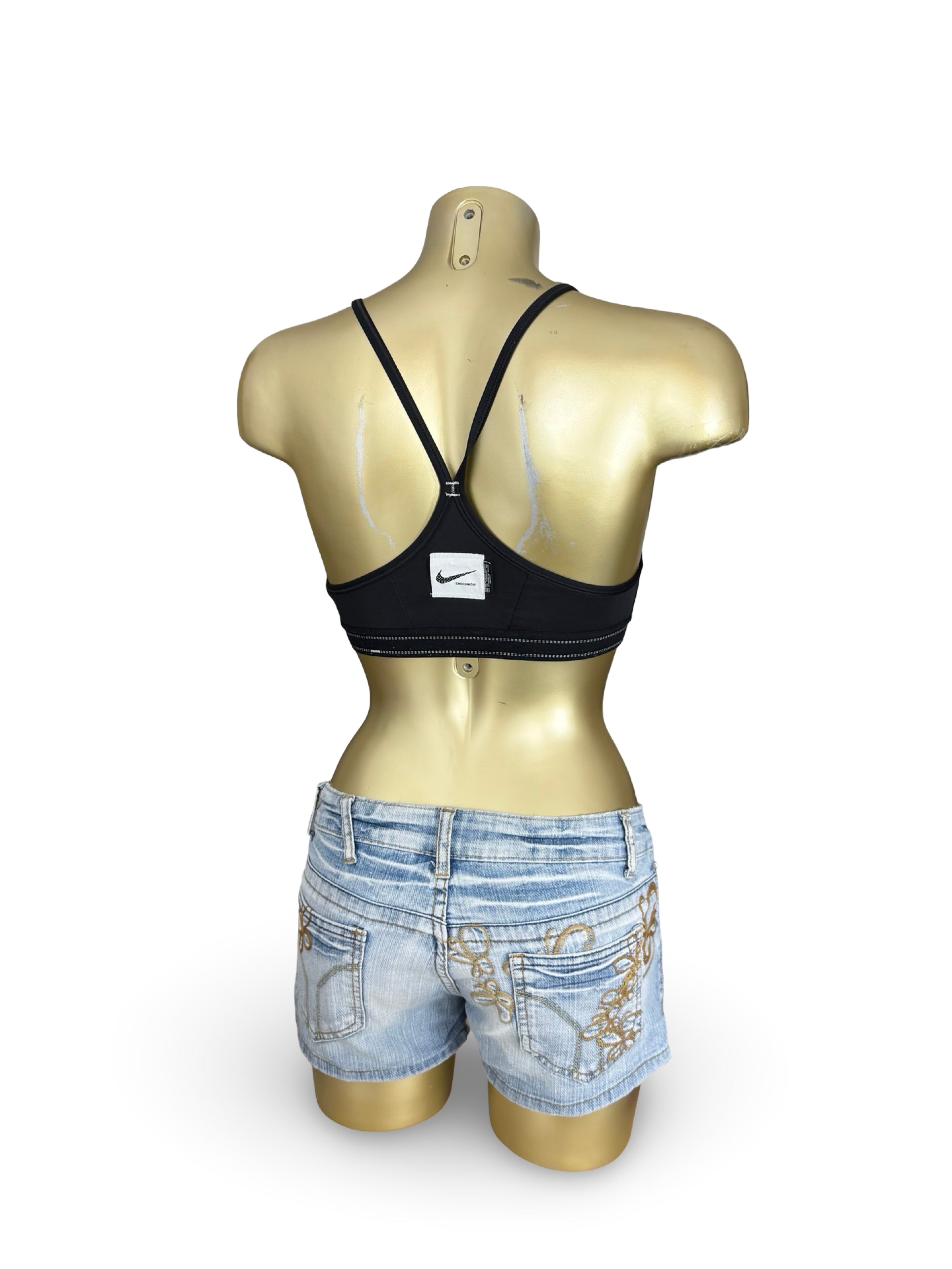 Black swoosh logo activewear bra (XS)