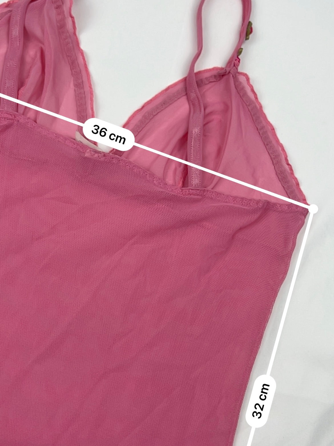Pink mesh floral cami top (M)