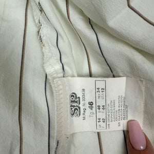 White striped wrap tie up cardigan long sleeves shirt (S to XL)