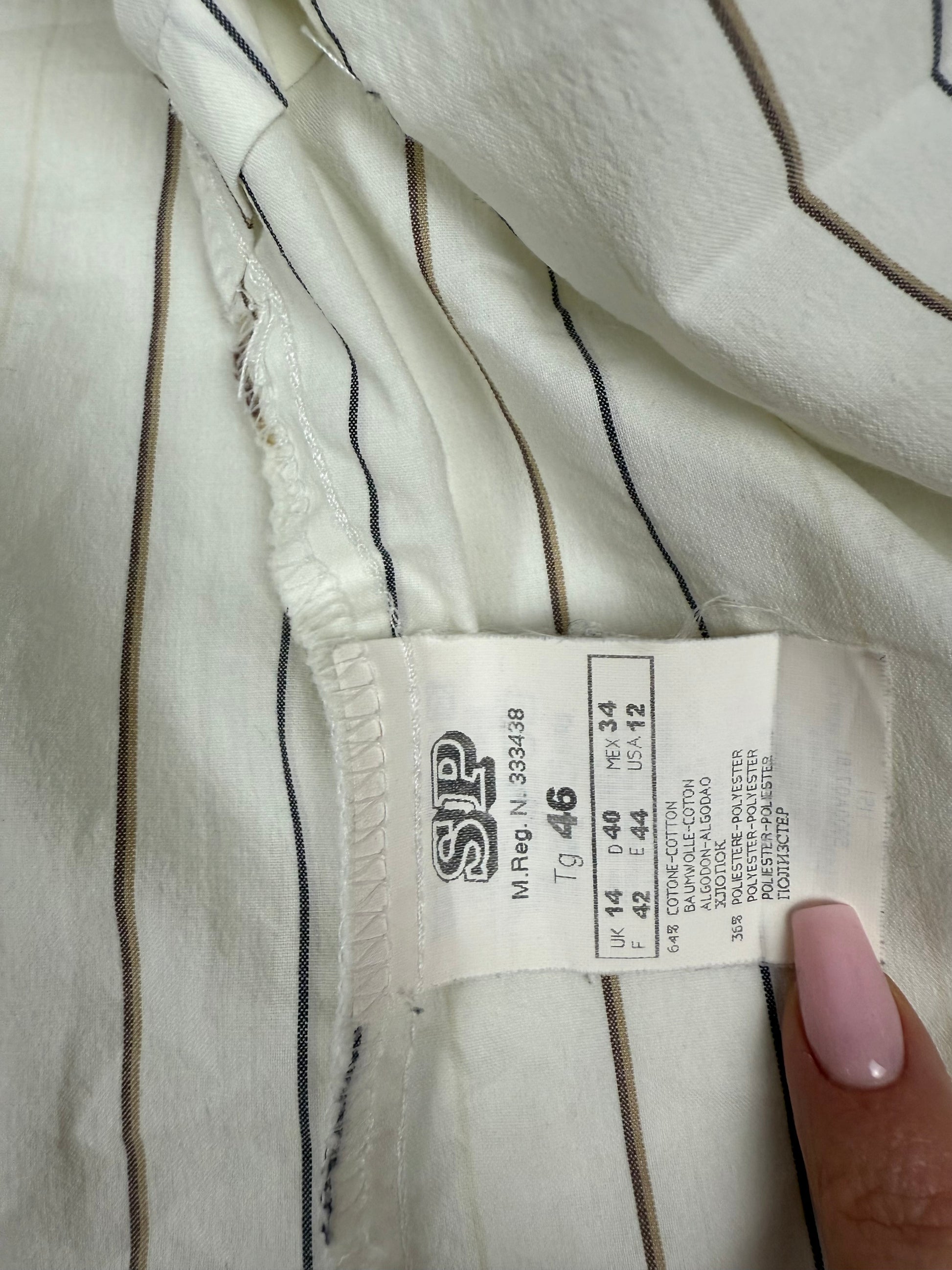 White striped wrap tie up cardigan long sleeves shirt (S to XL)