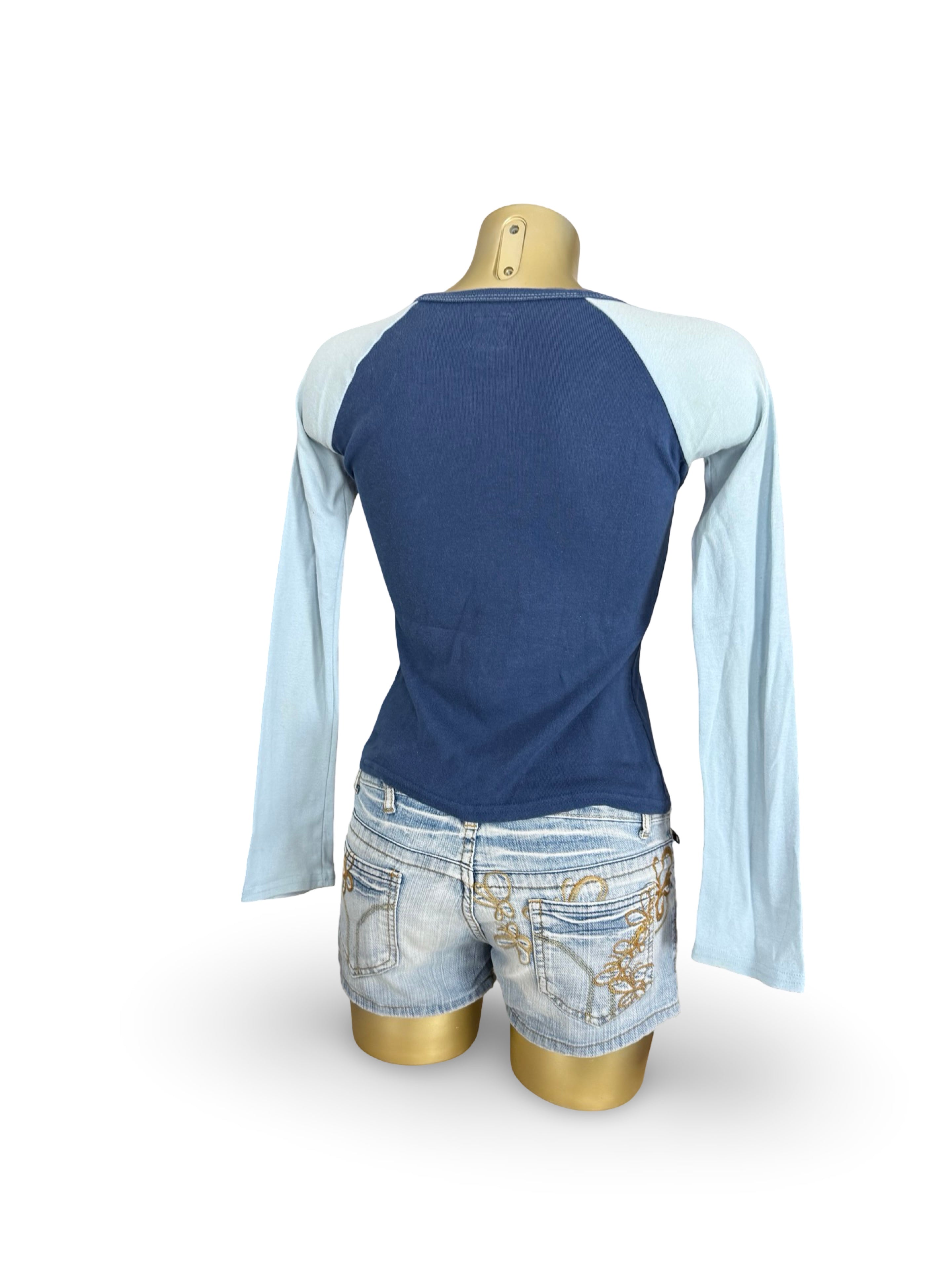 Bicolore blue graphic long sleeves top (M)