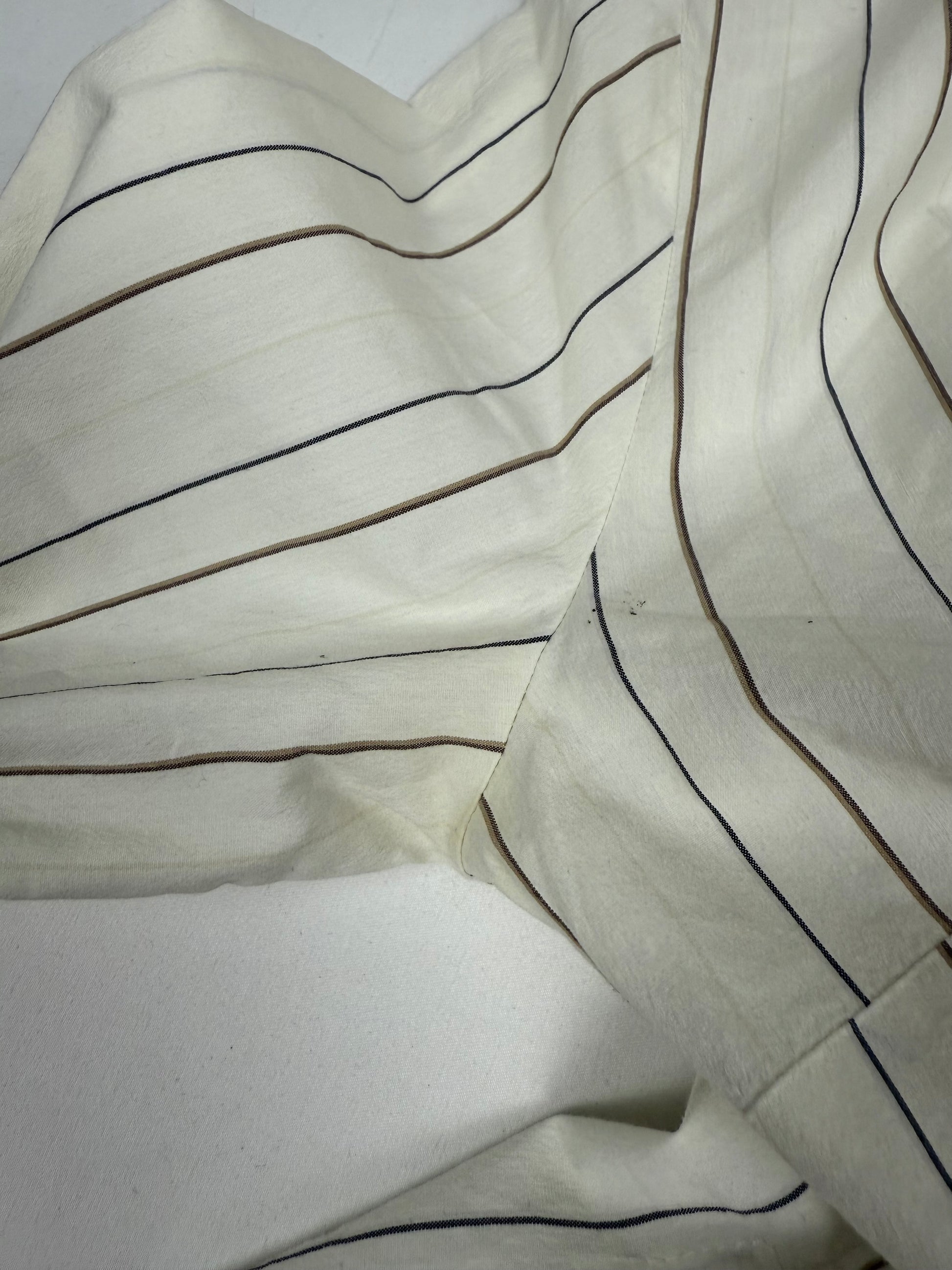 White striped wrap tie up cardigan long sleeves shirt (S to XL)