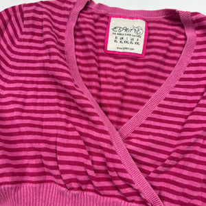 Pink striped cotton V neck jumper (XL)