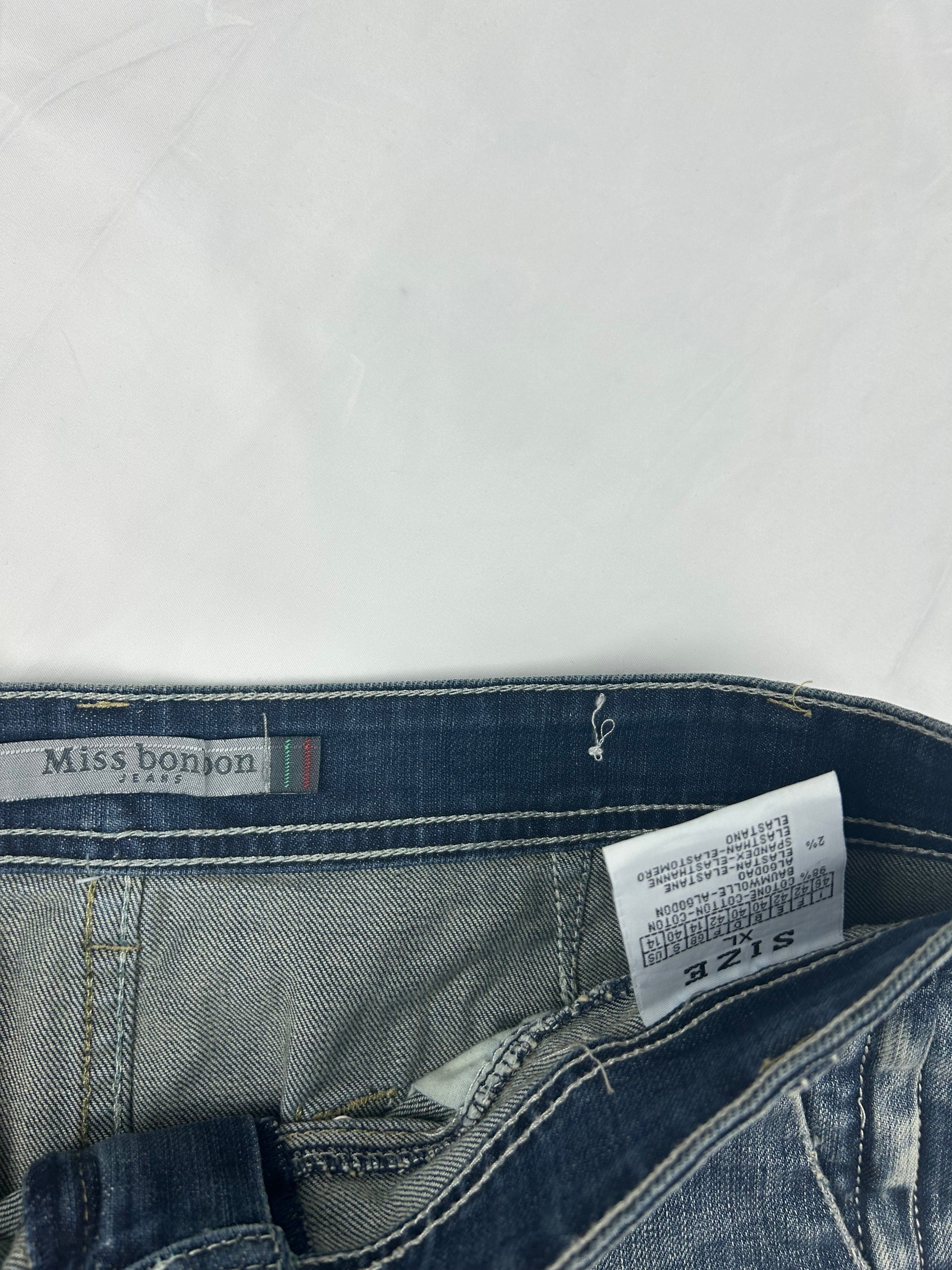 Blue denim low rise mini skirt (XL)