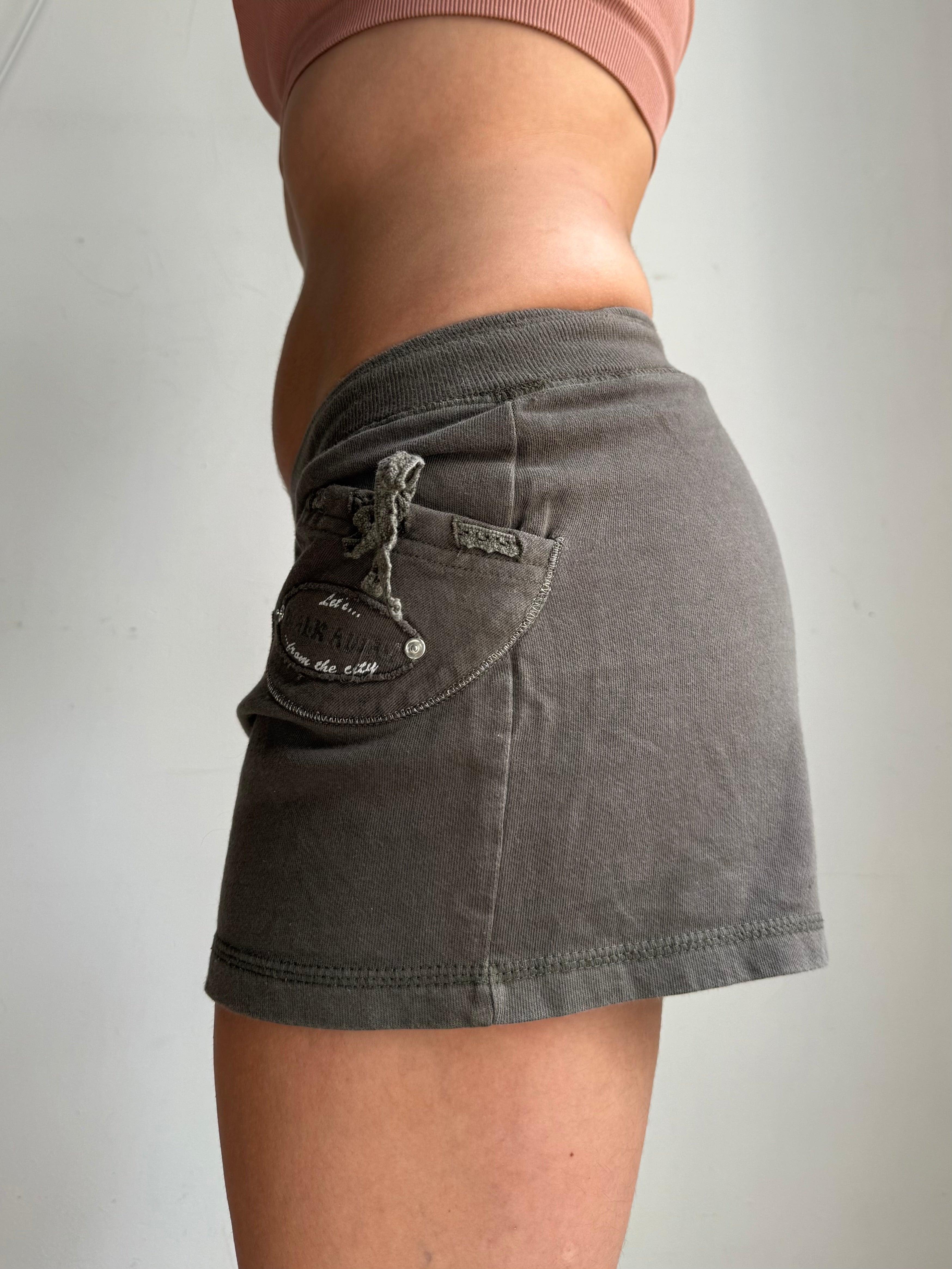 Khaki cotton low rise mini short (M)