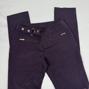 Purple stretchy low mid rise skinny belt pants (XS)