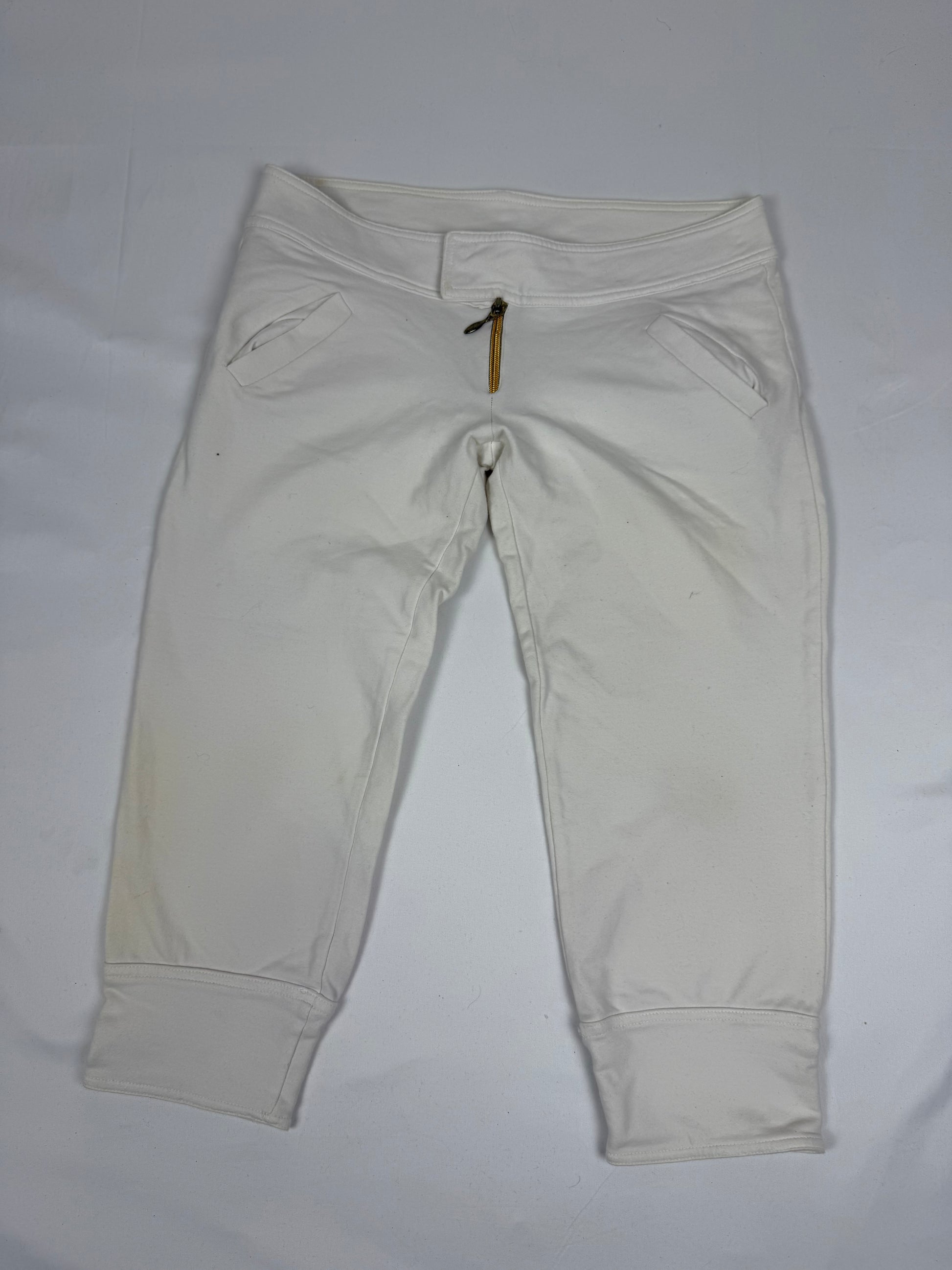 White cotton zip up tight fit hoodie + capri pants set (S)
