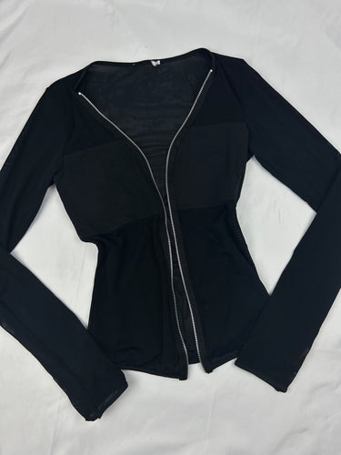 Black fishnet long sleeves top (XS/S)