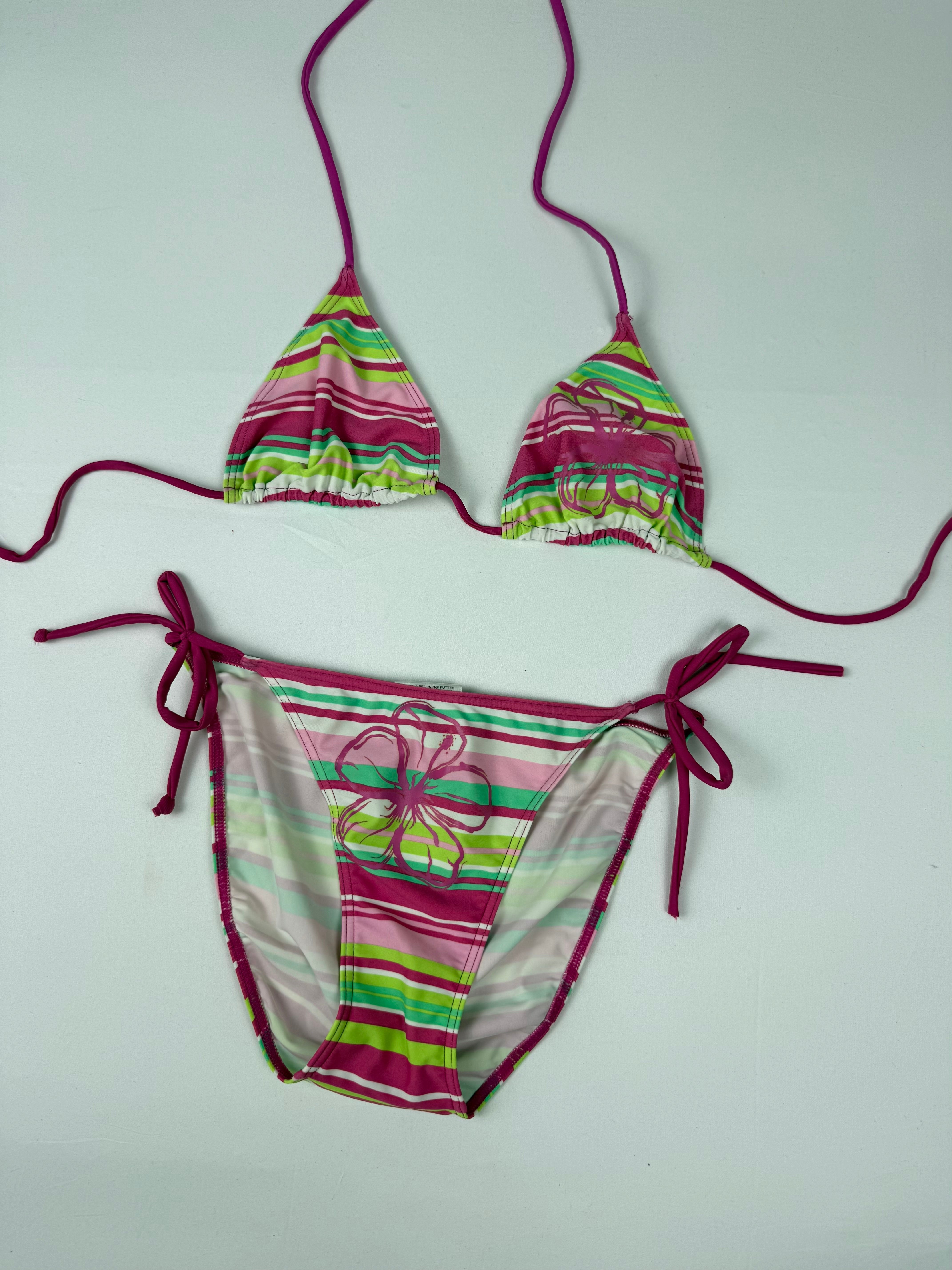 Striped multicolor low rise bikini set (M/L)