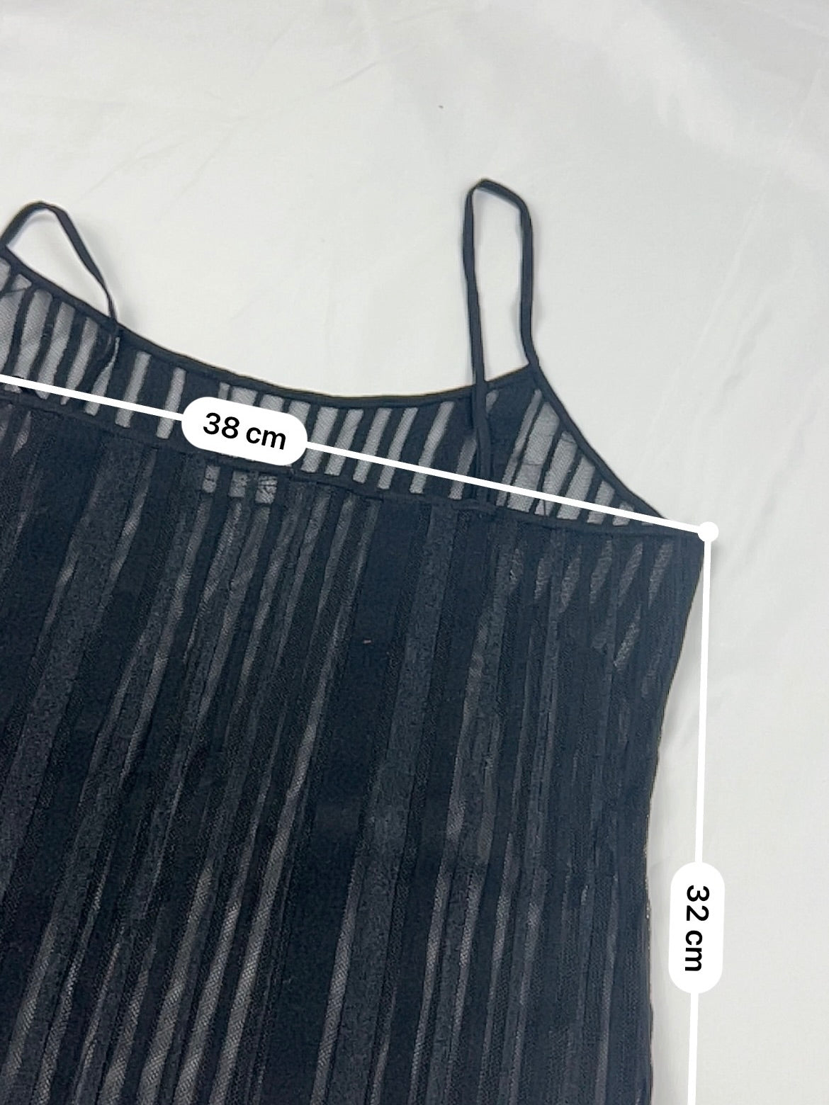 Black striped mesh cami top (M)