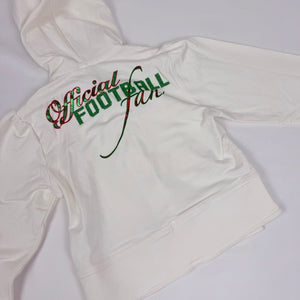 White cotton zip up tight fit hoodie + capri pants set (S)